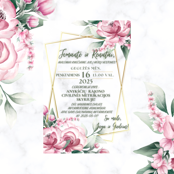 Green Elegant Flower Wedding Invitation Template