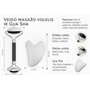 Gua Sha masažinė plokštelė ir veido volelis - Image 3